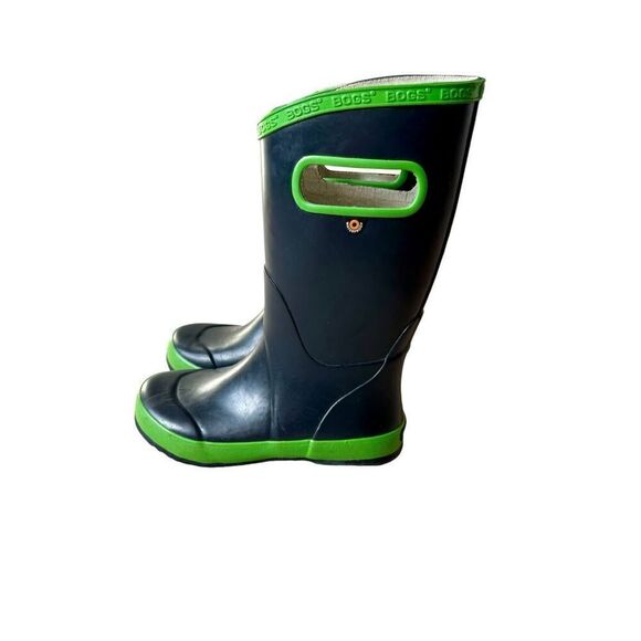 Bogs Youth size 1 Rain Boots Black Green - Picture 1 of 6